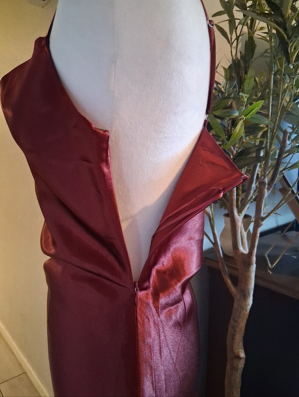 Birdy Grey Lisa Satin Slip Dress Cowlneck Cabernet XS Bridesmaid Elegant Whimsy - Picture 14 of 16